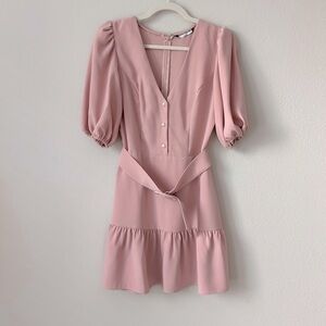 Amanda Uprichard Nude Belted Mini Dress